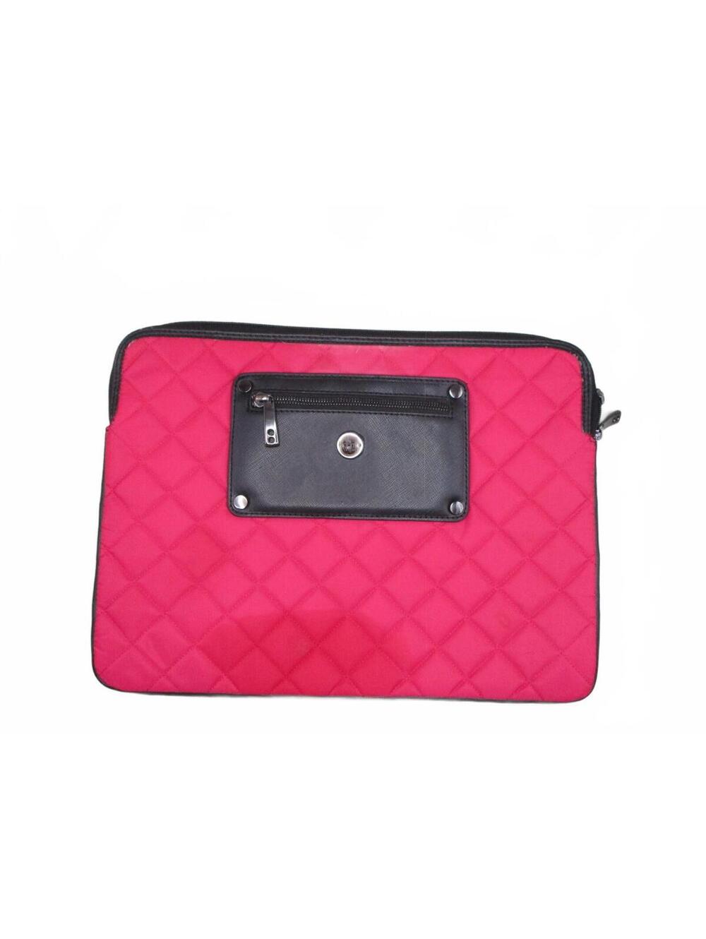 Knomo Quilted Laptop Sleeve Case in Pink with Black Trim